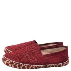 Carolina Herrera Burgundy Suede Monogram Espadrilles Sneaker Size 41