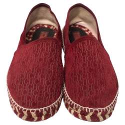 Carolina Herrera Burgundy Suede Monogram Espadrilles Sneaker Size 41