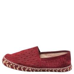 Carolina Herrera Burgundy Suede Monogram Espadrilles Sneaker Size 41