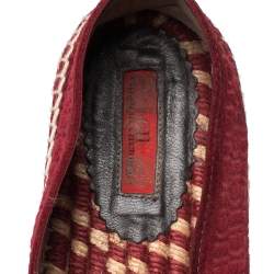 Carolina Herrera Burgundy Suede Monogram Espadrilles Sneaker Size 41