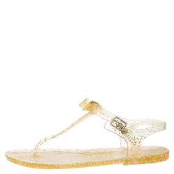 Carolina Herrera Gold Jelly Thong Sandals