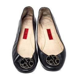 CH Carolina Herrera Black Leather Ballet Flats Size 36