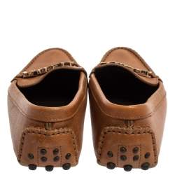 Pre Owned Carolina Herrera Tan Leather Logo CHHC Loafers Size 38