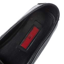 Pre Owned Carolina Herrera Black Leather Logo Detail Slip On Loafers Size 37