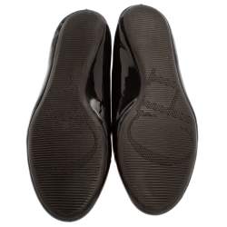 Pre Owned Carolina Herrera Black Patent Leather Embellished Ballet Flats Size 37