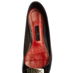 Pre Owned Carolina Herrera Black Patent Leather Embellished Ballet Flats Size 37