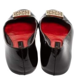 Pre Owned Carolina Herrera Black Patent Leather Embellished Ballet Flats Size 37