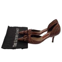 Pre Owned CH Carolina Herrera Vintage Brown Suede And Leather Bow D'orsay Pointed Toe Pumps Size 36