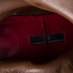 Pre Owned Carolina Herrera Brown Suede And Leather Knee Length Boots Size 39