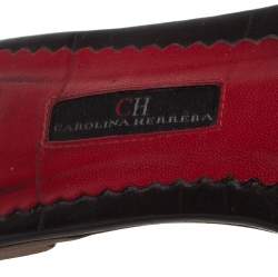 Carolina Herrera White/Brown CH Logo Coated Canvas Bow Detail Flat Slides Size 39