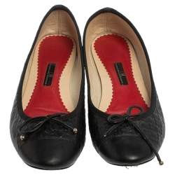 Carolina Herrera Black Leather Ballet Flats Size 40