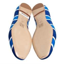 Pre Owned Carolina Herrera Blue/White Stripe Fabric Smoking Slippers Size 40
