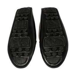 Pre Owned Carolina Herrera Black Leather Logo Detail Slip On Loafers Size 39