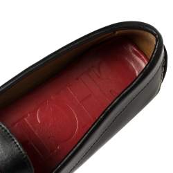 Pre Owned Carolina Herrera Black Leather Logo Detail Slip On Loafers Size 39