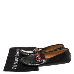 Pre Owned Carolina Herrera Black Leather Logo Detail Slip On Loafers Size 39