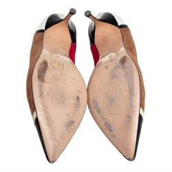 Pre Owned Carolina Herrera Multicolor Suede And Leather Pointed Toe Pumps Size 39