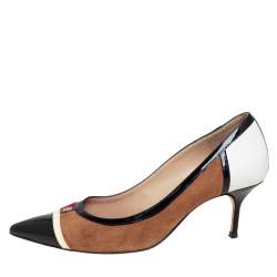Pre Owned Carolina Herrera Multicolor Suede And Leather Pointed Toe Pumps Size 39