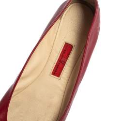 CH Carolina Herrera Red Leather Logo Ballet Flats Size 37