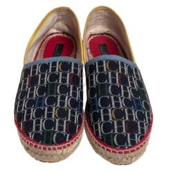 Pre Owned Carolina Herrera Blue Monogram Canvas Espadrilles Size 39
