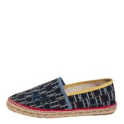 Pre Owned Carolina Herrera Blue Monogram Canvas Espadrilles Size 39