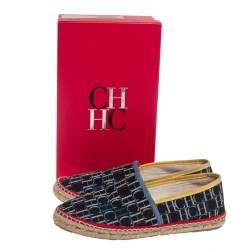 Pre Owned Carolina Herrera Blue Monogram Canvas Espadrilles Size 39