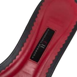Carolina Herrera Brown Signature Canvas Lock Flat Slides Size 39
