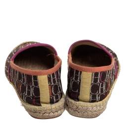 Pre Owned Carolina Herrera Dark Brown Monogram Canvas Espadrille Flats Size 39