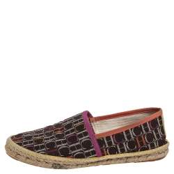Pre Owned Carolina Herrera Dark Brown Monogram Canvas Espadrille Flats Size 39