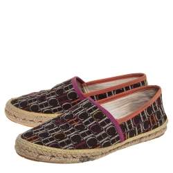 Pre Owned Carolina Herrera Dark Brown Monogram Canvas Espadrille Flats Size 39