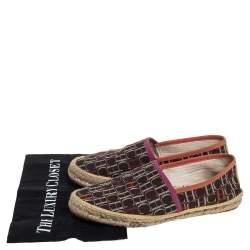 Pre Owned Carolina Herrera Dark Brown Monogram Canvas Espadrille Flats Size 39