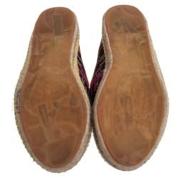 Pre Owned Carolina Herrera Dark Brown Monogram Canvas Espadrille Flats Size 39