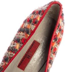 Pre Owned حذاء كعب عالي سي إتش كارولينا هيريرا مزين فيونكة مقدمة مدببة تويد متعدد الألوان مقاس 37