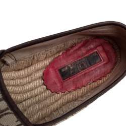 Pre Owned Carolina Herrera Beige/ Brown  Canvas Espadrille Flats Size 41
