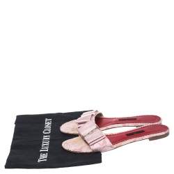 Carolina Herrera Pink Satin And Lace  Bow Slide Sandals Size 39
