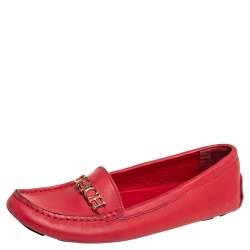 Carolina Herrera Red Leather Slip On Loafers Size 39