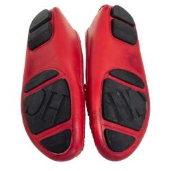 Carolina Herrera Red Leather Slip On Loafers Size 39