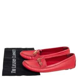 Carolina Herrera Red Leather Slip On Loafers Size 39