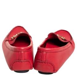 Carolina Herrera Red Leather Slip On Loafers Size 39