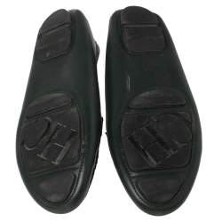 Pre Owned CH Carolina Herrera Green Leather CHCH Logo Loafers Size 40