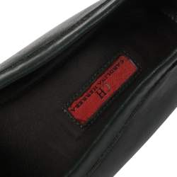 Pre Owned CH Carolina Herrera Green Leather CHCH Logo Loafers Size 40