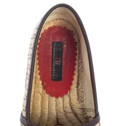 Pre Owned Carolina Herrera Beige Monogram Canvas And Fabric Cap Toe Espadrille Flats Size 40