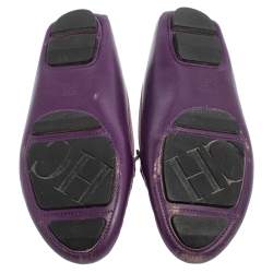 Pre Owned Carolina Herrera Purple Leather Slip On Loafers Size 39