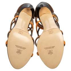 Pre Owned Carolina Herrera Brown/Orange Suede Strappy Sandals Size 37