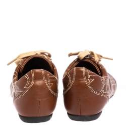 Pre Owned Carolina Herrera Brown Leather Low Top Sneakers Size 38