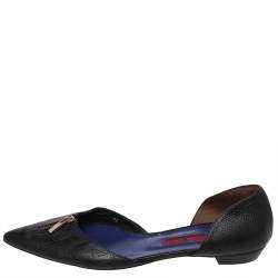 Pre Owned Carolina Herrera Black Leather Pointed Toe Flats Size 39