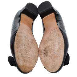 Carolina Herrera Black Patent Leather Bow Block Heel Pumps Size 41