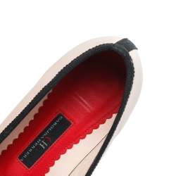 Pre Owned Carolina Herrera Cream Leather Bow Ballet Flats Size 38