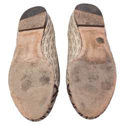 Pre Owned Carolina Herrera Brown/Beige Monogram Canvas Bow Cap Toe Ballet Flats Size 39