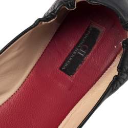 Pre Owned Carolina Herrera Black Leather Cut Out Initials Scrunch Ballet Flats Size 40