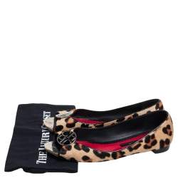 Pre Owned Carolina Herrera Brown Animal Print Calf Hair Open Toe Ballet Flats Size 40